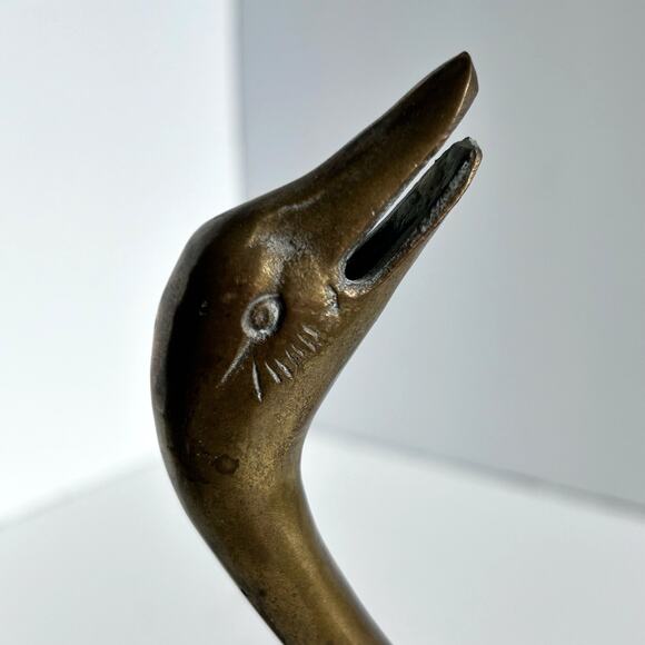 Brass Goose MCM Letter Holder 8.5" Duck Foul Paperweight Gold Patina - Picture 2 of 7